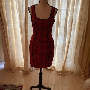 Lotus red and black dress